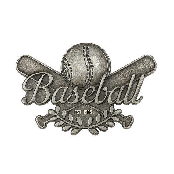 Vintage baseball metal pin with classic design